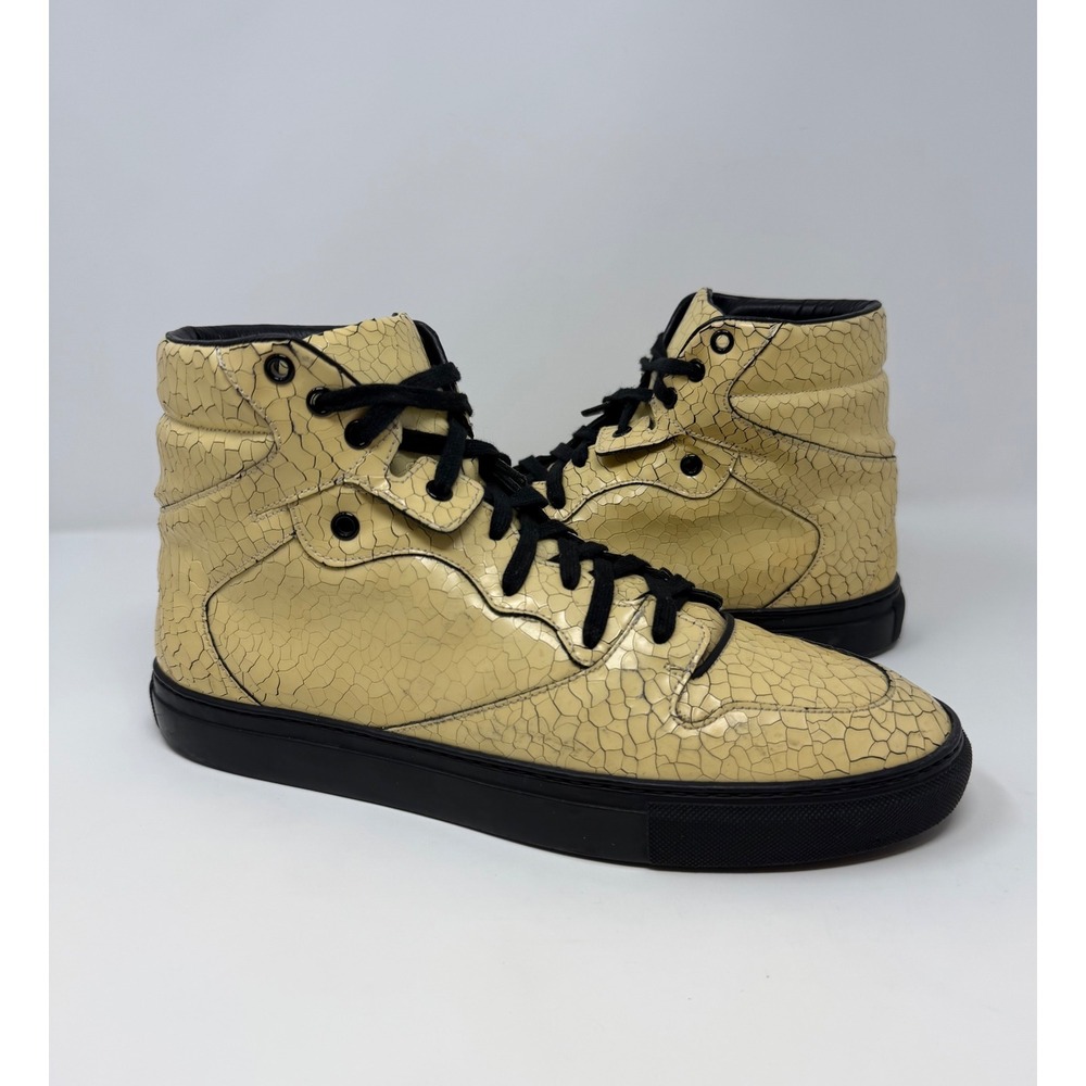 Balenciaga Arena Cracked Leather High Top Sneaker Cream Size 10 US 43 EU
